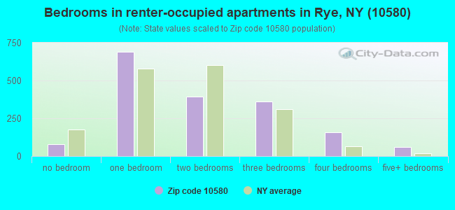 Bedrooms in renter-occupied apartments in Rye, NY (10580) 