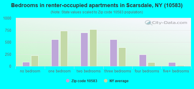Bedrooms in renter-occupied apartments in Scarsdale, NY (10583) 