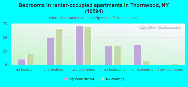 Bedrooms in renter-occupied apartments in Thornwood, NY (10594) 