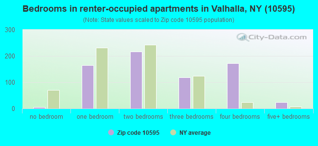 Bedrooms in renter-occupied apartments in Valhalla, NY (10595) 