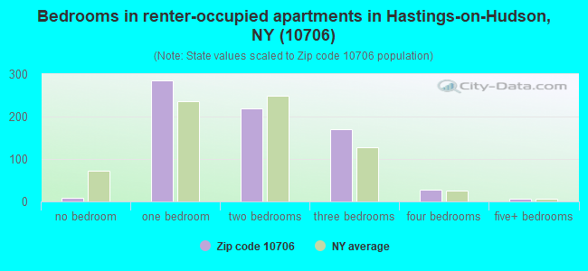 Bedrooms in renter-occupied apartments in Hastings-on-Hudson, NY (10706) 