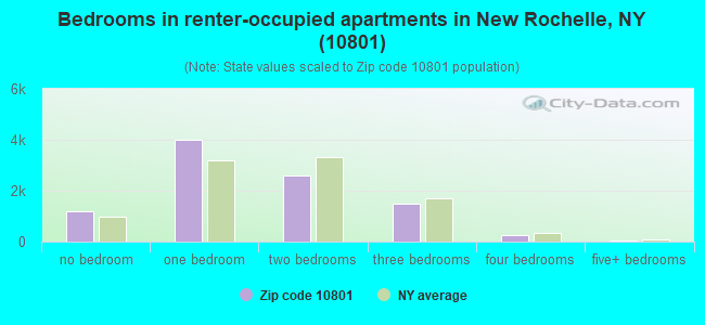 Bedrooms in renter-occupied apartments in New Rochelle, NY (10801) 