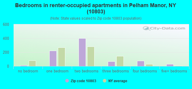 Bedrooms in renter-occupied apartments in Pelham Manor, NY (10803) 
