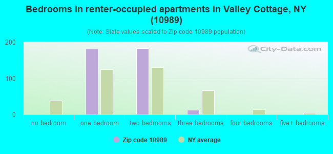 Bedrooms in renter-occupied apartments in Valley Cottage, NY (10989) 