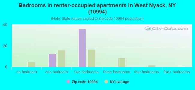 Bedrooms in renter-occupied apartments in West Nyack, NY (10994) 