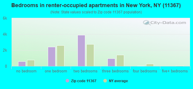 Bedrooms in renter-occupied apartments in New York, NY (11367) 