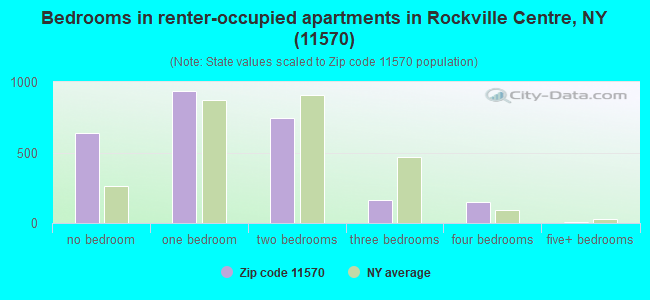 Bedrooms in renter-occupied apartments in Rockville Centre, NY (11570) 