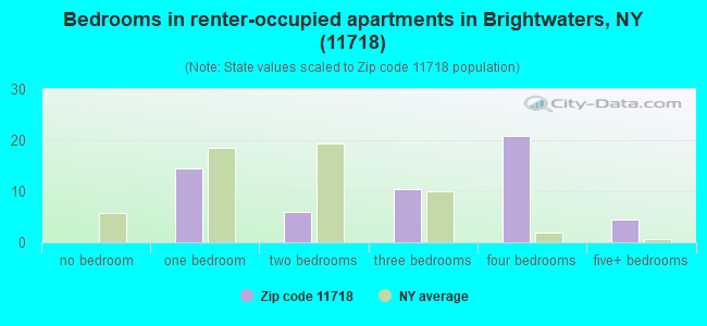 Bedrooms in renter-occupied apartments in Brightwaters, NY (11718) 
