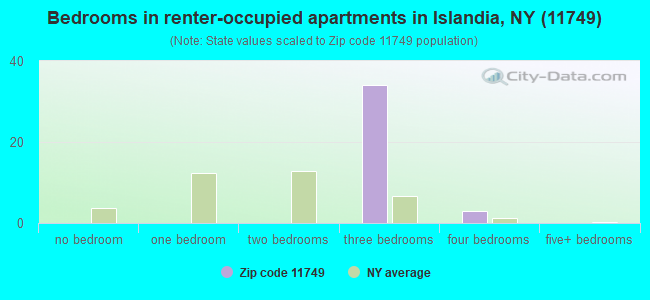 Bedrooms in renter-occupied apartments in Islandia, NY (11749) 