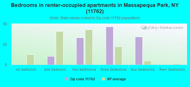 Bedrooms in renter-occupied apartments in Massapequa Park, NY (11762) 