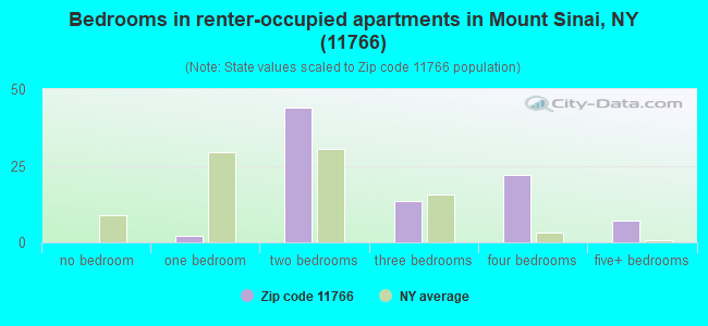 Bedrooms in renter-occupied apartments in Mount Sinai, NY (11766) 