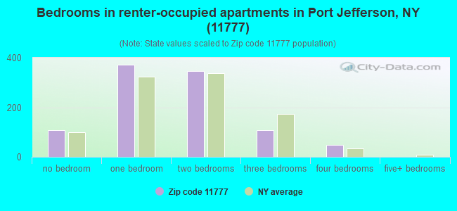 Bedrooms in renter-occupied apartments in Port Jefferson, NY (11777) 
