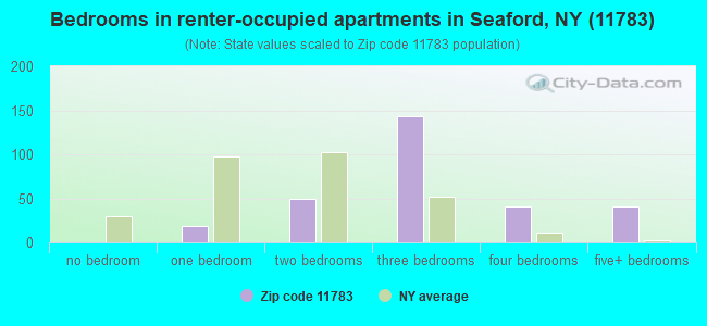 Bedrooms in renter-occupied apartments in Seaford, NY (11783) 