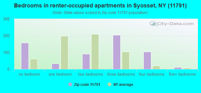 Bedrooms in renter-occupied apartments in Syosset, NY (11791) 