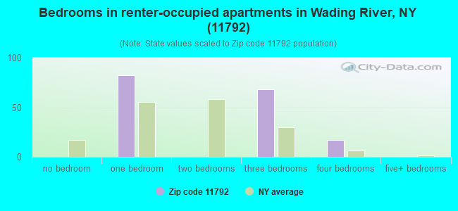 Bedrooms in renter-occupied apartments in Wading River, NY (11792) 