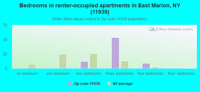 Bedrooms in renter-occupied apartments in East Marion, NY (11939) 