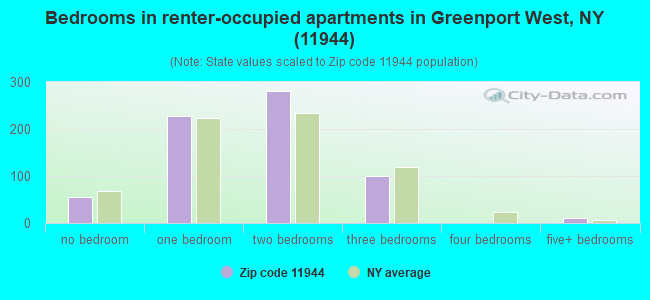Bedrooms in renter-occupied apartments in Greenport West, NY (11944) 