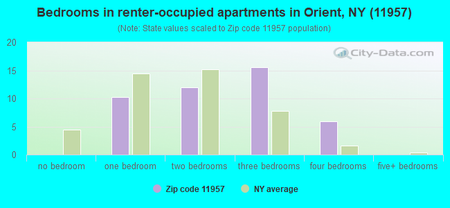 Bedrooms in renter-occupied apartments in Orient, NY (11957) 