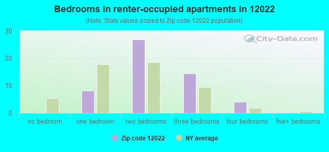 Bedrooms in renter-occupied apartments in 12022 