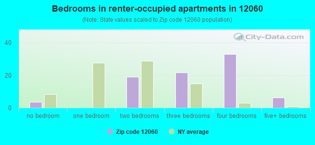 Bedrooms in renter-occupied apartments in 12060 