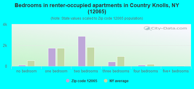 Bedrooms in renter-occupied apartments in Country Knolls, NY (12065) 