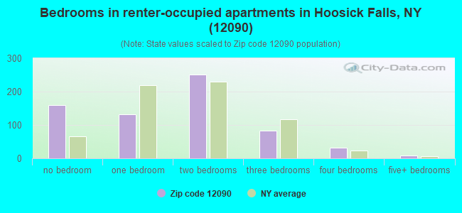 Bedrooms in renter-occupied apartments in Hoosick Falls, NY (12090) 