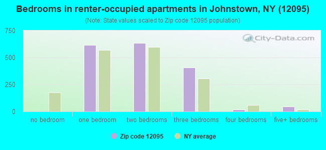Bedrooms in renter-occupied apartments in Johnstown, NY (12095) 