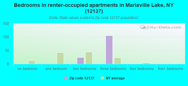 Bedrooms in renter-occupied apartments in Mariaville Lake, NY (12137) 