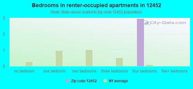 Bedrooms in renter-occupied apartments in 12452 