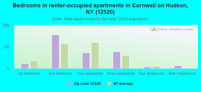 Bedrooms in renter-occupied apartments in Cornwall on Hudson, NY (12520) 