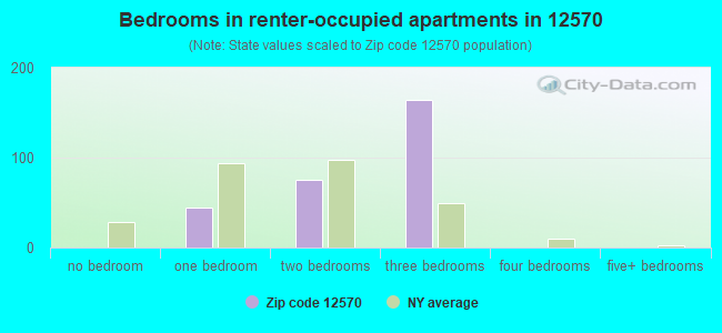 Bedrooms in renter-occupied apartments in 12570 
