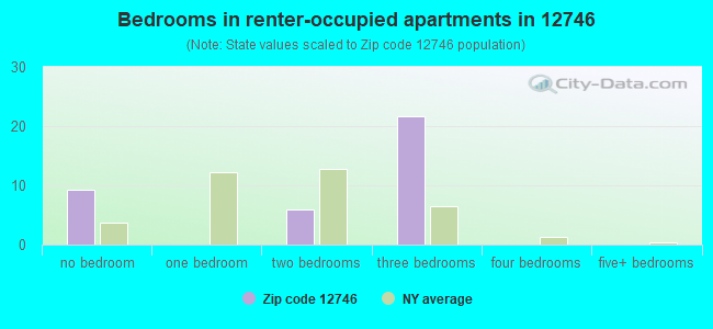 Bedrooms in renter-occupied apartments in 12746 