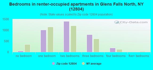 Bedrooms in renter-occupied apartments in Glens Falls North, NY (12804) 