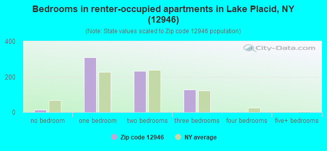 Bedrooms in renter-occupied apartments in Lake Placid, NY (12946) 