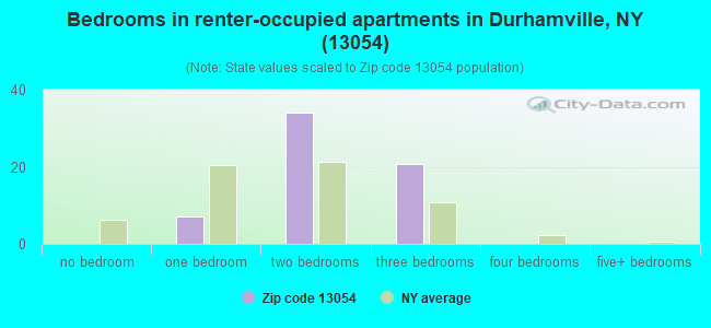 Bedrooms in renter-occupied apartments in Durhamville, NY (13054) 