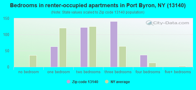 Bedrooms in renter-occupied apartments in Port Byron, NY (13140) 