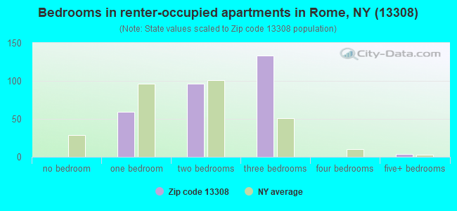 Bedrooms in renter-occupied apartments in Rome, NY (13308) 
