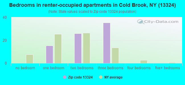 Bedrooms in renter-occupied apartments in Cold Brook, NY (13324) 