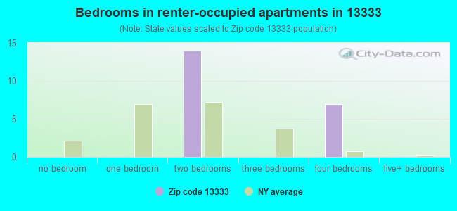 Bedrooms in renter-occupied apartments in 13333 