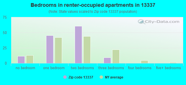 Bedrooms in renter-occupied apartments in 13337 