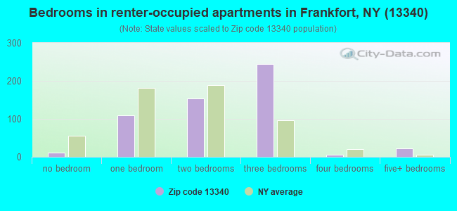 Bedrooms in renter-occupied apartments in Frankfort, NY (13340) 