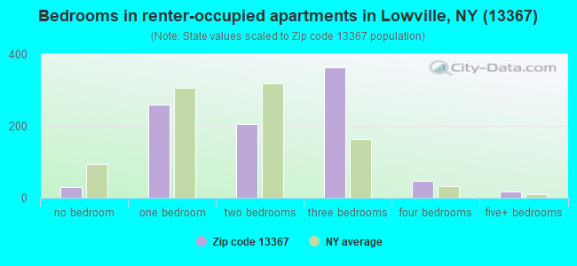 Bedrooms in renter-occupied apartments in Lowville, NY (13367) 