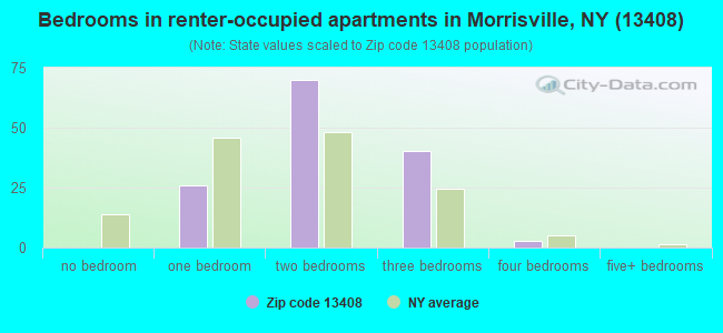 Bedrooms in renter-occupied apartments in Morrisville, NY (13408) 