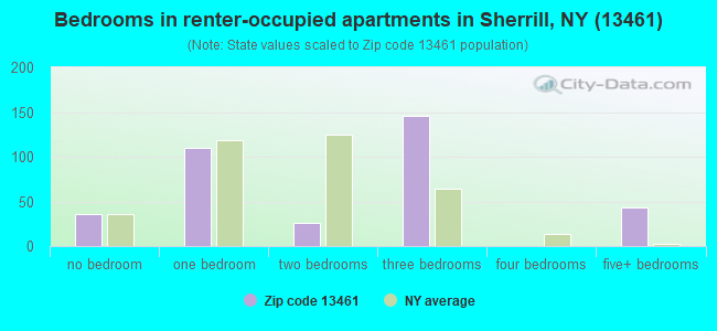 Bedrooms in renter-occupied apartments in Sherrill, NY (13461) 
