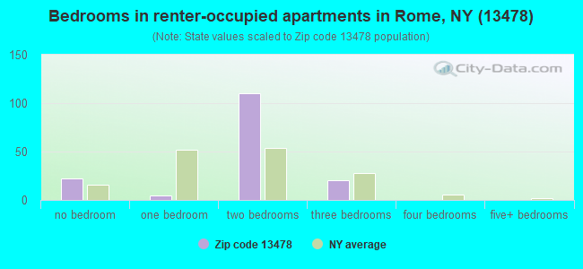 Bedrooms in renter-occupied apartments in Rome, NY (13478) 