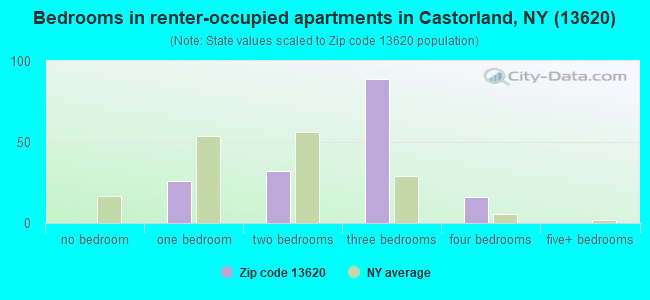 Bedrooms in renter-occupied apartments in Castorland, NY (13620) 