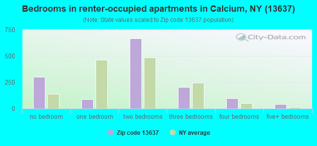 Bedrooms in renter-occupied apartments in Calcium, NY (13637) 