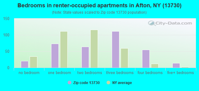 Bedrooms in renter-occupied apartments in Afton, NY (13730) 