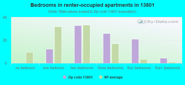 Bedrooms in renter-occupied apartments in 13801 