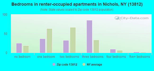 Bedrooms in renter-occupied apartments in Nichols, NY (13812) 
